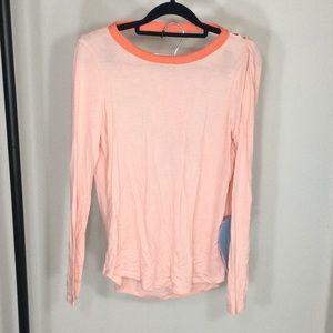 VENUS Light Peach Long Sleeve Top with Coral Trim
